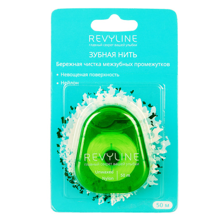 Revyline зубная нить невощеная, нейлон, 50м